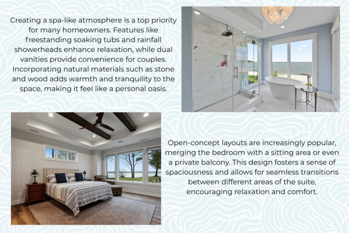 Creating a spa-like atmosphere is a top priority for many homeowners. Features like freestanding soaking tubs and rainfall showerheads enhance relaxation, while dual vanities provide convenience f (2)